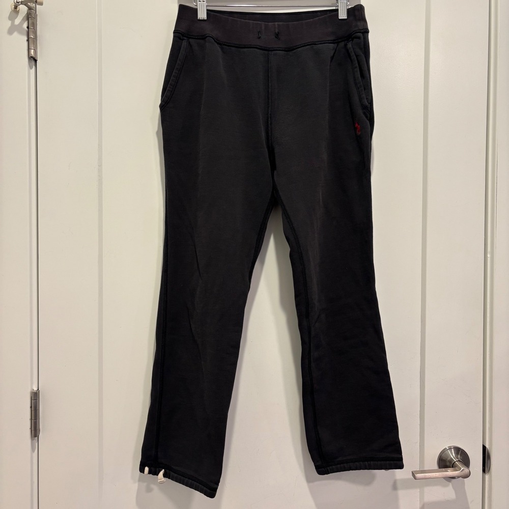 Polo Ralph Lauren Mens‎ Black Sweatpants Red Pony Logo Drawstring Hem Joggers